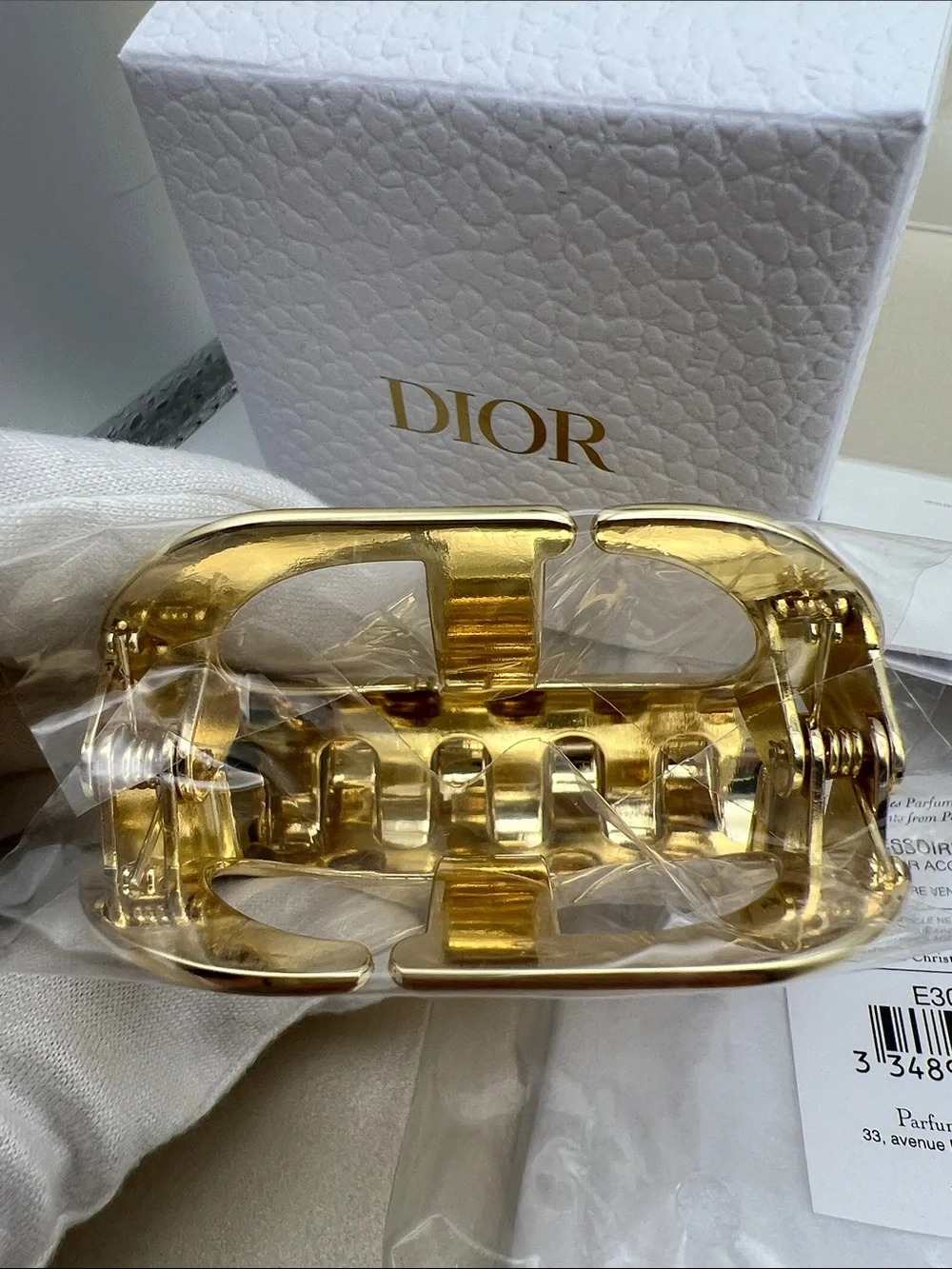 Dior CD Logo Gold Tone Polished Metal Beauty Hair Claw Clip NWT Limited Edition